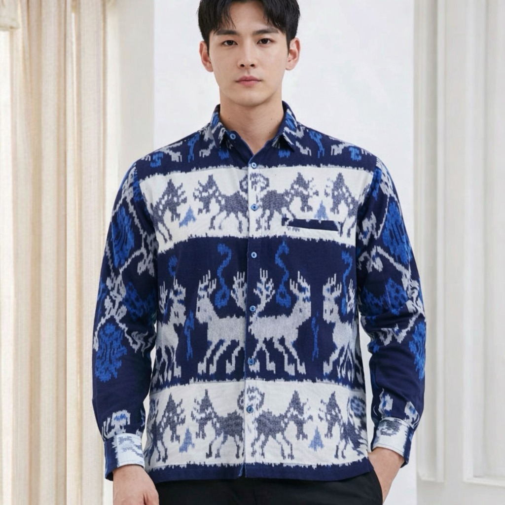 KEMEJA TENUN PRIA / KEMEJA TENUN ETNIK MOTIF NTT