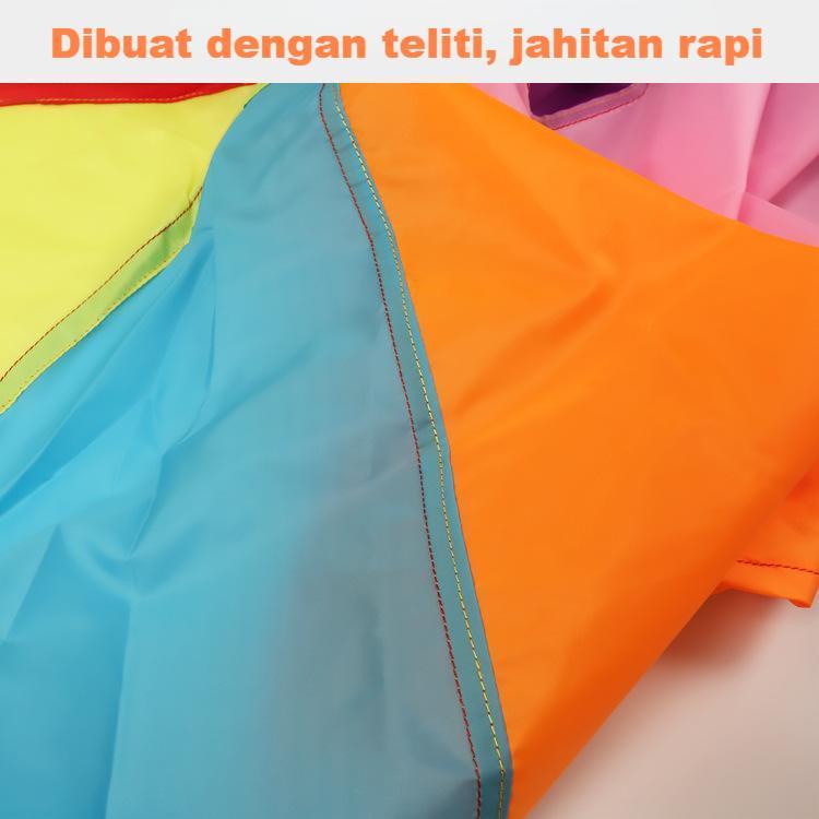 2 Meter Parasut Pelangi Jumbo Mainan Anak Permainan Outdoor Montessori Mainan Sensorik Untuk TK Dan