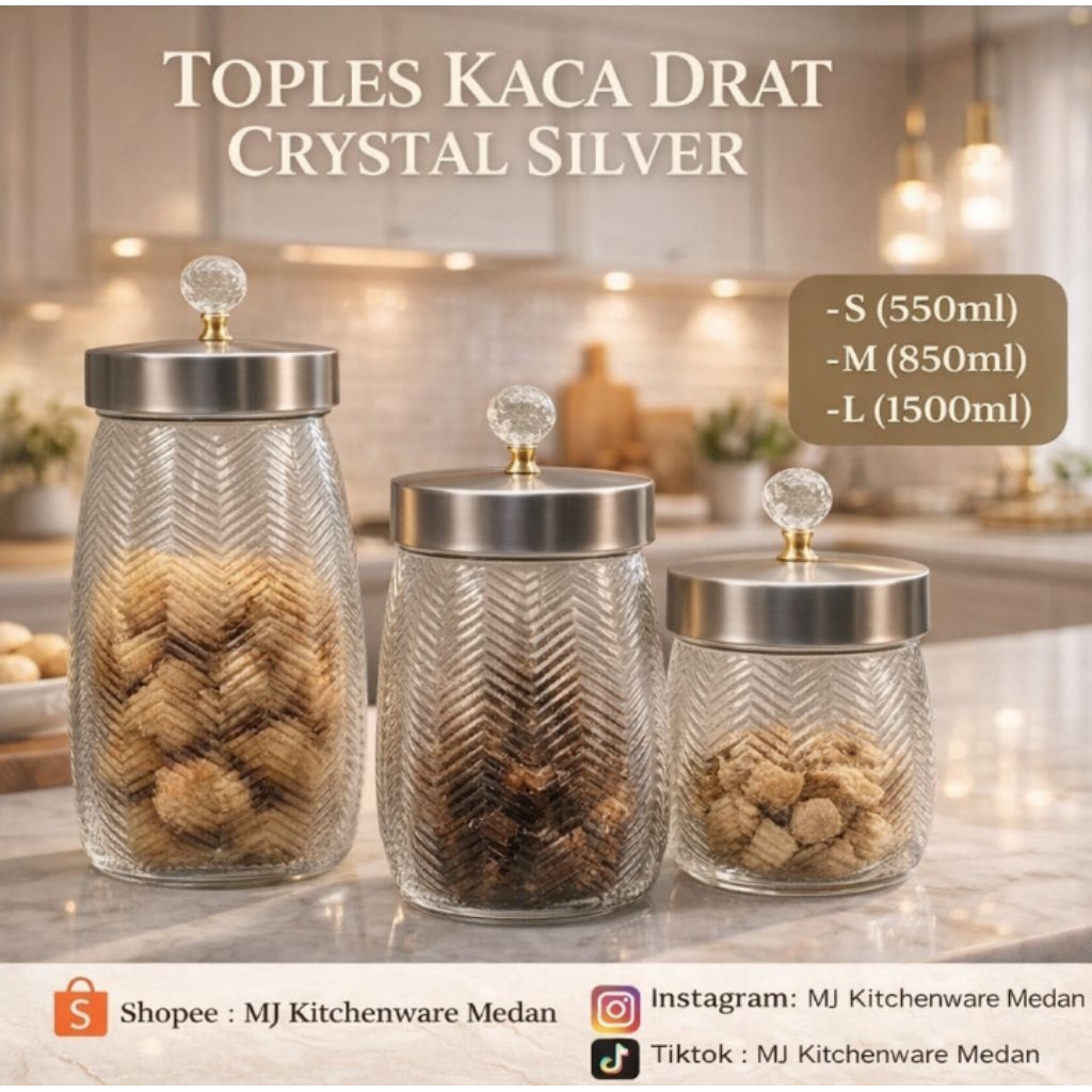 Toples Kaca Venice Drat Tutup Crystal
