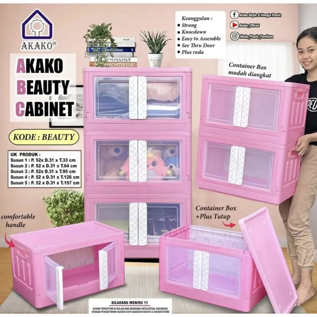 Lemari Plastik Serbaguna AKAKO Beauty – Universal Box Cabinet
