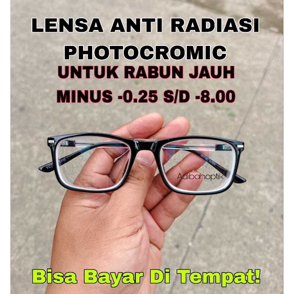 KACAMATA MINUS TINGGI -0.25 S/D -8.00 FRAME LENTUR KACAMATA PHOTOCROMIC ANTI RADIASI UNTUK RABUN JAU