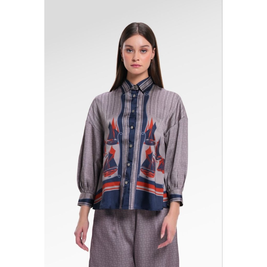 New Benang Jarum Top Atasan Nauctigram Yoke Shirt Size M BJ Sale