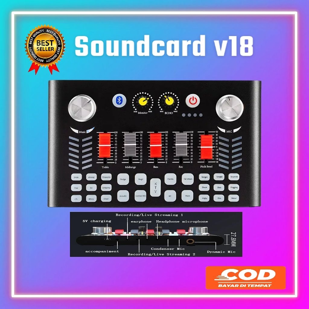 SOUND CARD V18 BLUETOOTH LIVE STREAMING SOUNDCARD V-18 SOUNDCARD AUDIO LIVE MIXER UNTUK KARAOKE DAN 