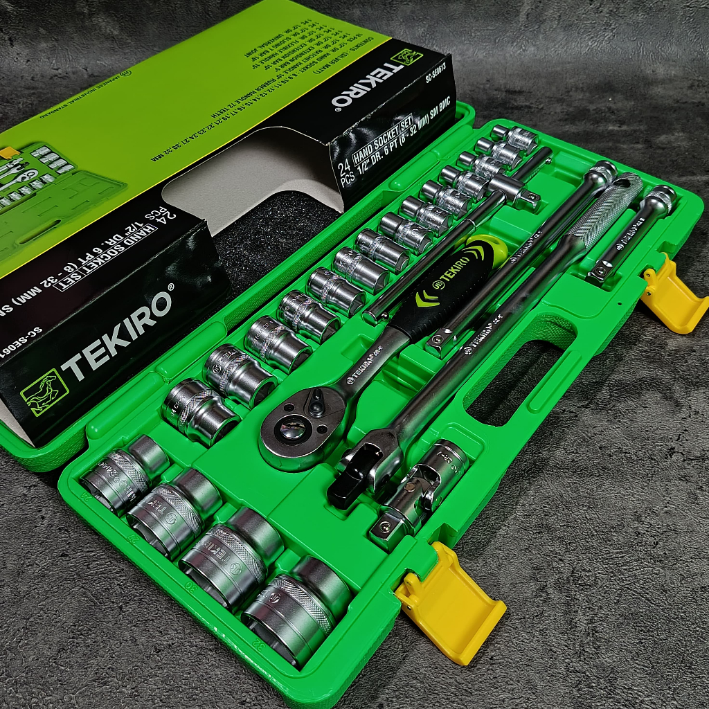 Kunci sSk TEKIRO 24 pcs 8-32 mm Segi 6 DR 1/2 Box Besi / Tekiro Socket Set