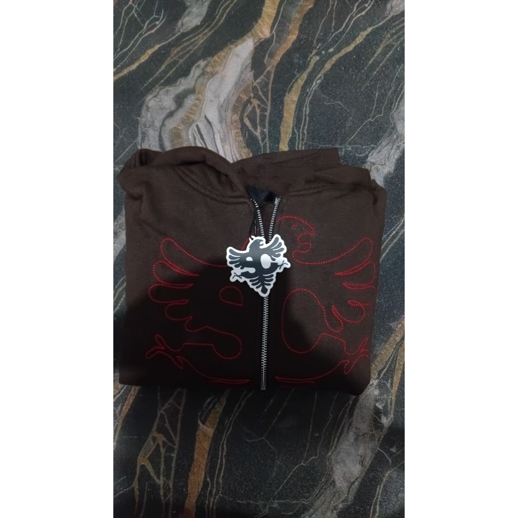 hoodie zipper snsb x calle warna coklat