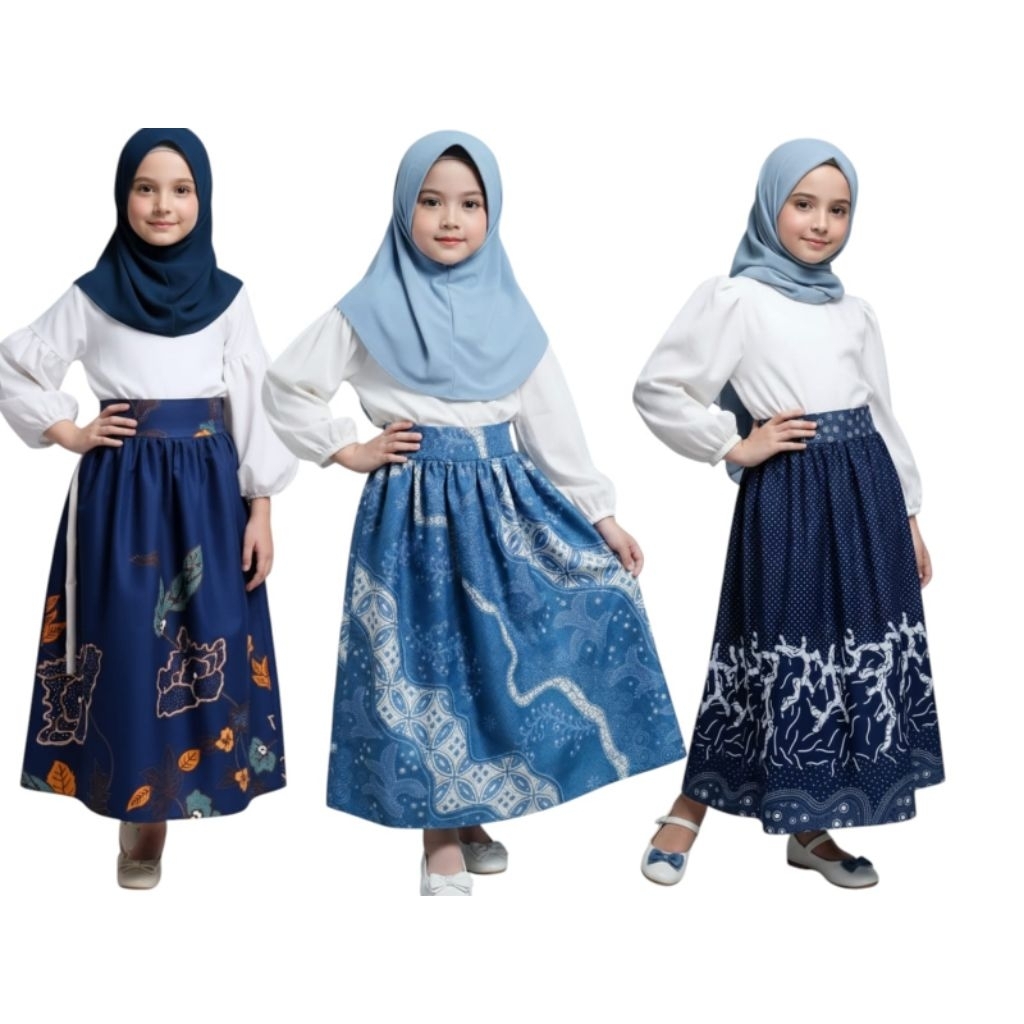 rok batik anak perempuan trendy,baju bawahan anak perempuan,rok panjang anak muslim