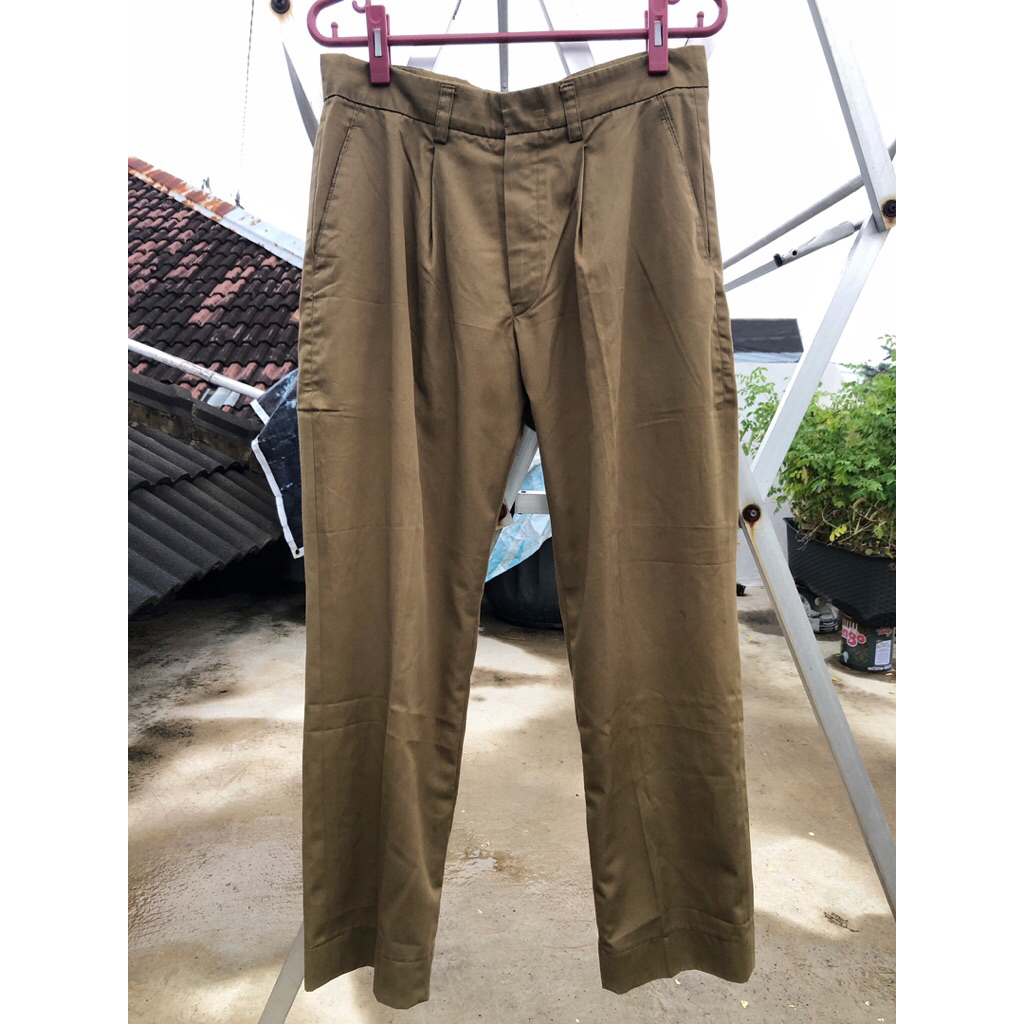 Celana Panjang Olive Bahan Formal Vintage Casual Preloved celana panjang bahan formal olive celana f