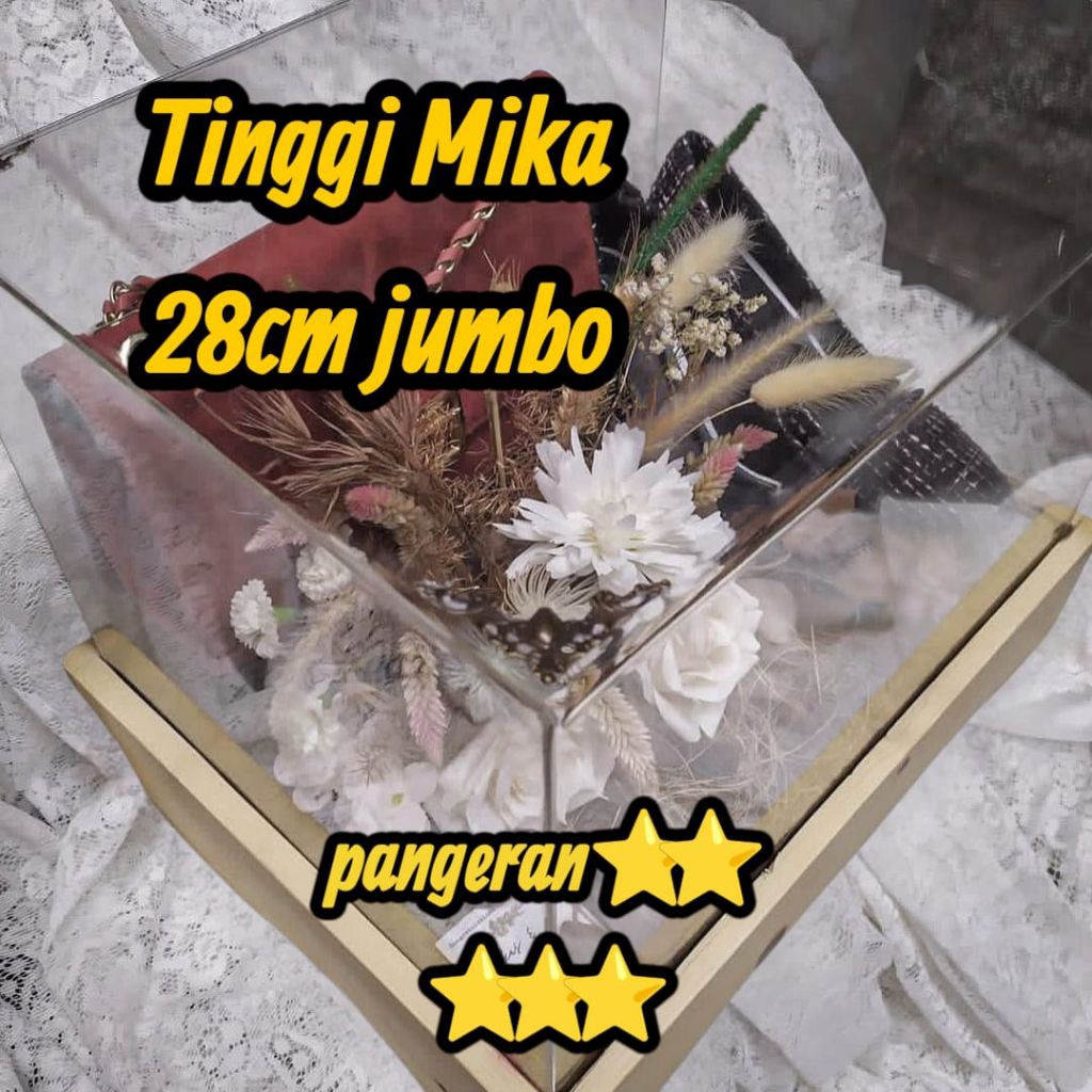 Set Kotak Hantaran Kayu Rustic 4 Kotak dengan Tutup Mika