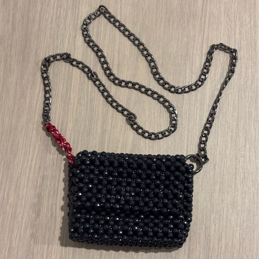 Beaded Bag Black Tas Manik Mote Beads Hitam