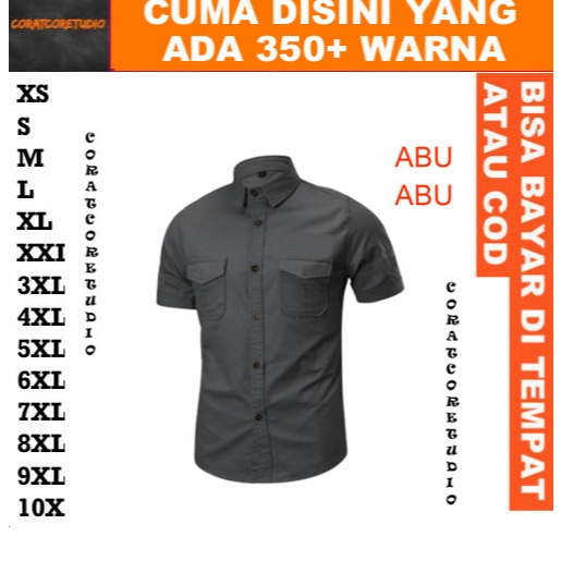 READY STOCK REALPIC GRAYWOLF CORATCORETUDIO Hem Cowok Kemeja Pria Jumbo Big Size Lengan Pendek Polos