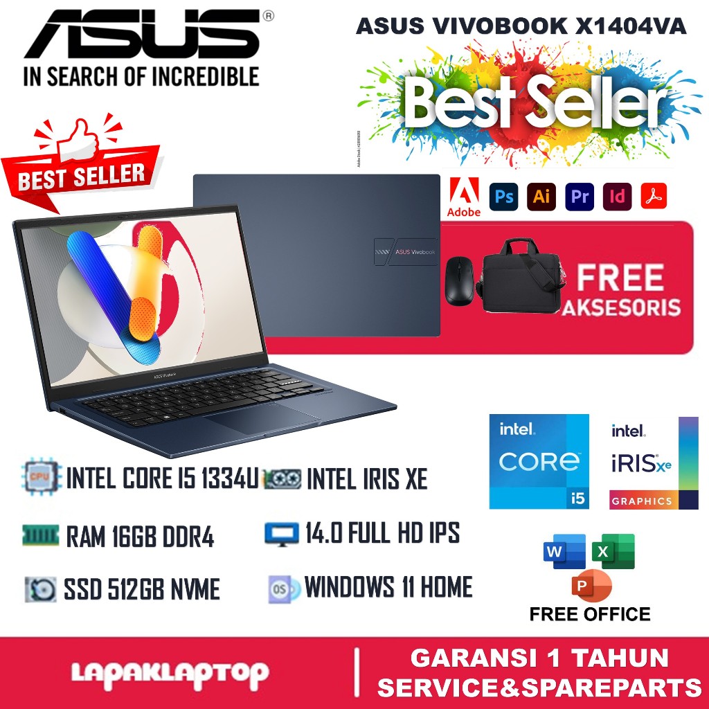 ASUS Vivobook i5 Gen13 | RAM 16GB SSD 512GB | FHD IPS | Win11 Ori | FREE Tas & Mouse