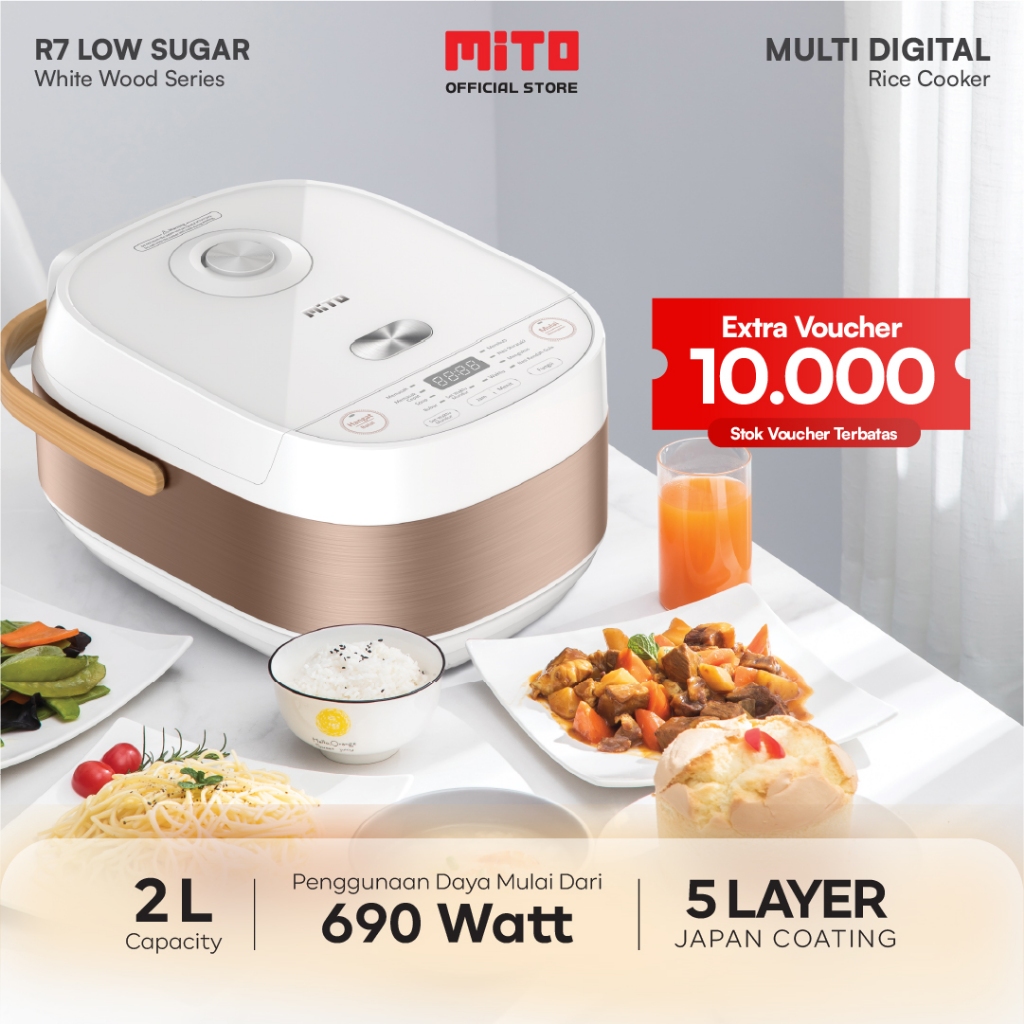 MITO MULTIDIGITAL RICE COOKER R7 LOW SUGAR 8 IN 1 WHITE
