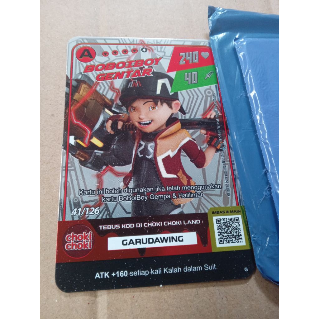 1 kartu choki choki FOIL BOBOIBOY GENTAR A