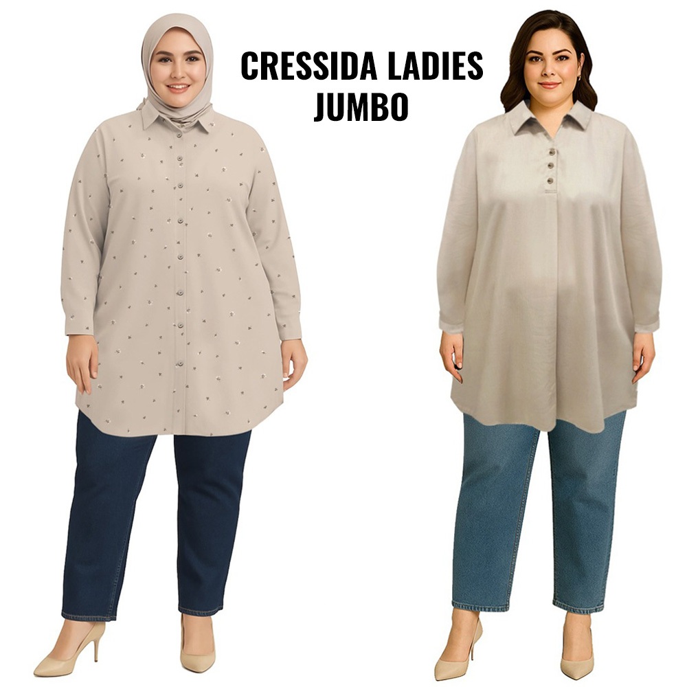 3XL-5XL CRESSIDA LADIES JUMBO BIG SIZE TUNIC WANITA BIG SIZE TUNIK WANITA JUMBO