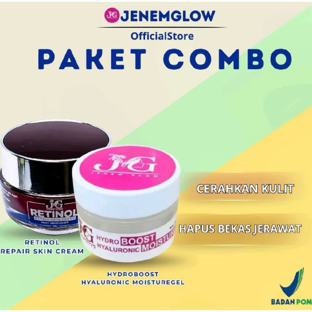 Paket hemat Retinol dan Moisturizer untuk Menghilangkan flek dan bekas jerawat di wajah
