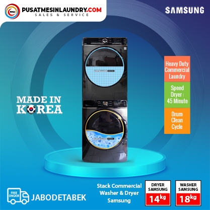 Stack Washer Samsung 18 kg & Dryer Samsung 14 Kg Commercial Laundry