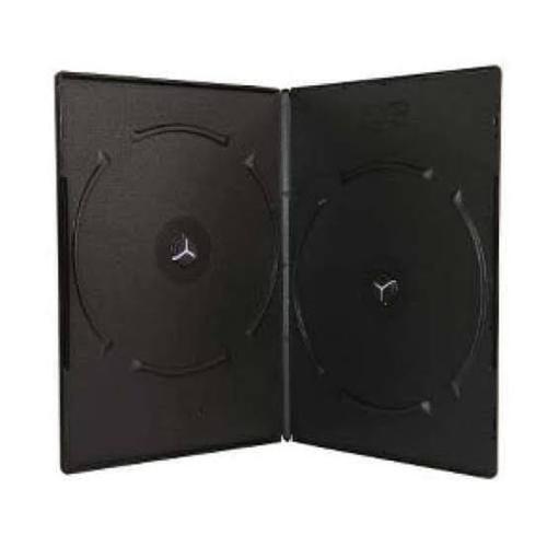 Kotak CD / DVD Hitam Double Tempat CD Plastik Hitam Persegi Panjang 2 Keping