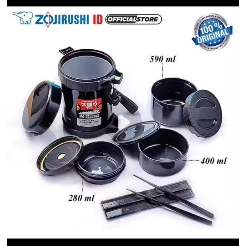 ZOJIRUSHI SL-GH18 Lunch Jar TermosMakanan 3 susun 1,2liter