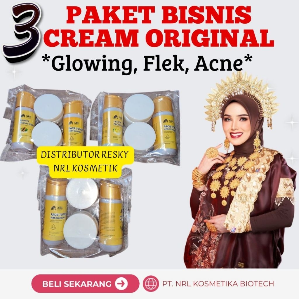 3 Paket Krim Wajah NRL Ekonomis - Mencerahkan, Mengatasi Flek, Mengurangi Jerawat