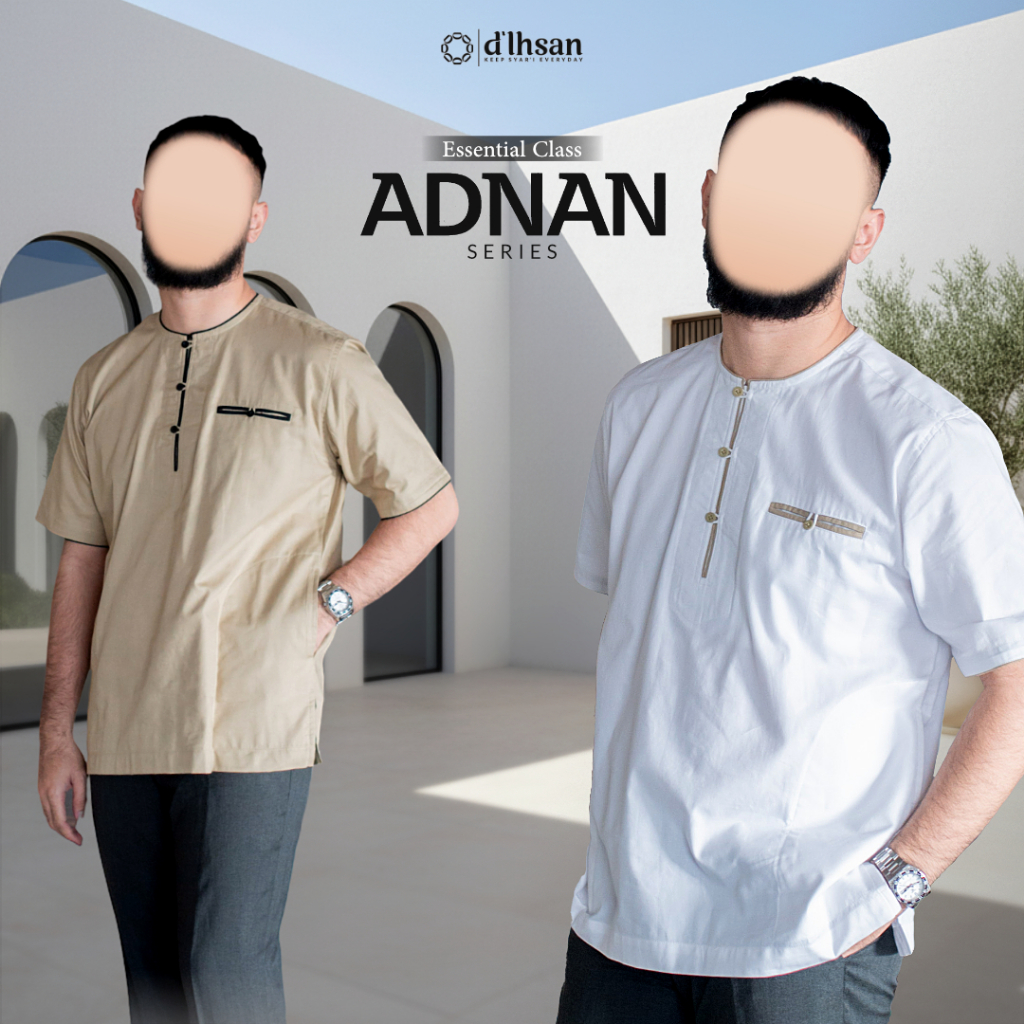 Baju Koko Pria Muslim Adnan Lengan Pendek - Bahan Katun Oxford Adem & Nyaman by d’Ihsan