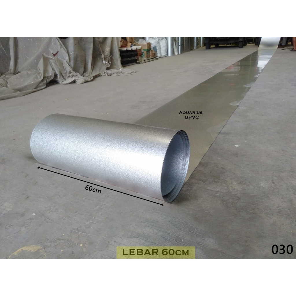 Seng Talang Lebar 60cm Tebal 030mm Rol Plat sheet Galvalum 600mm Permeter Anti Karat
