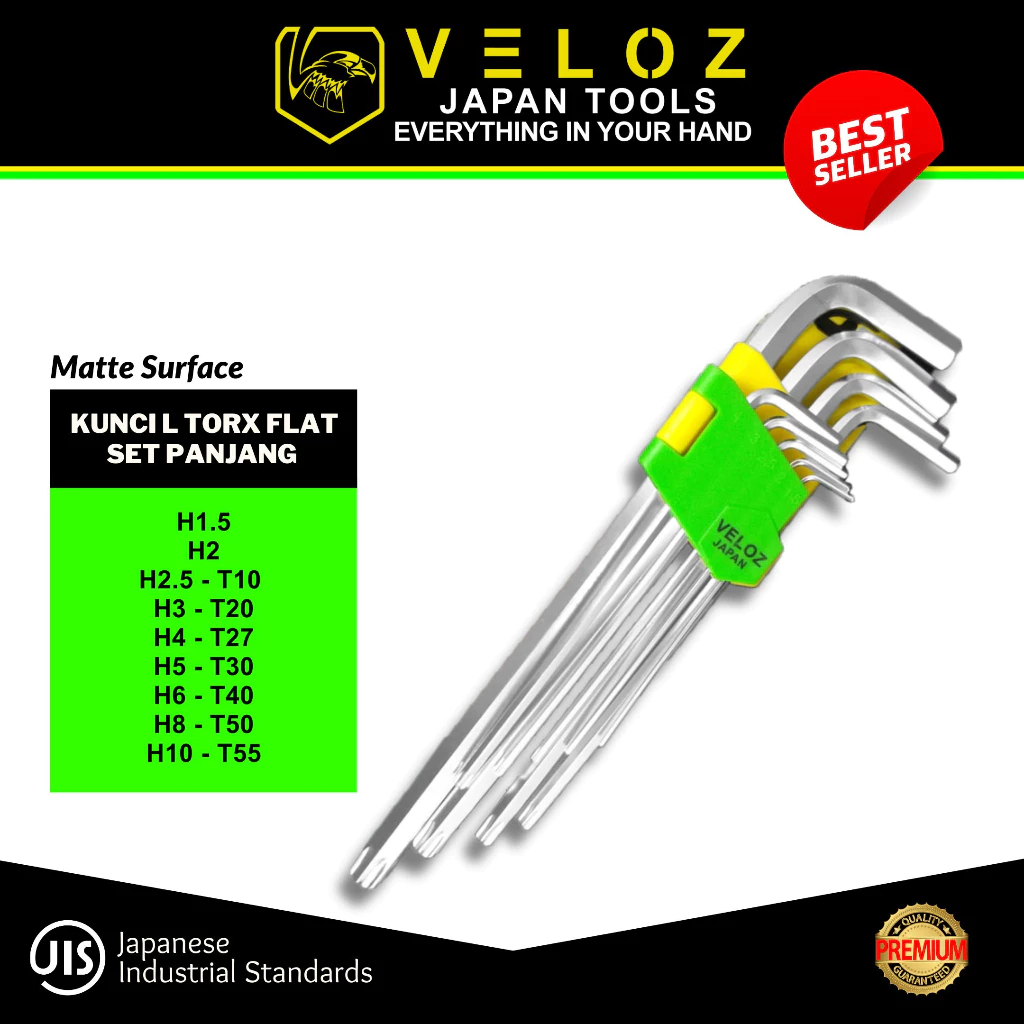 VELOZ - KUNCI L SET PANJANG LONG 9PCS KUNCI L SET PANJANG HEX