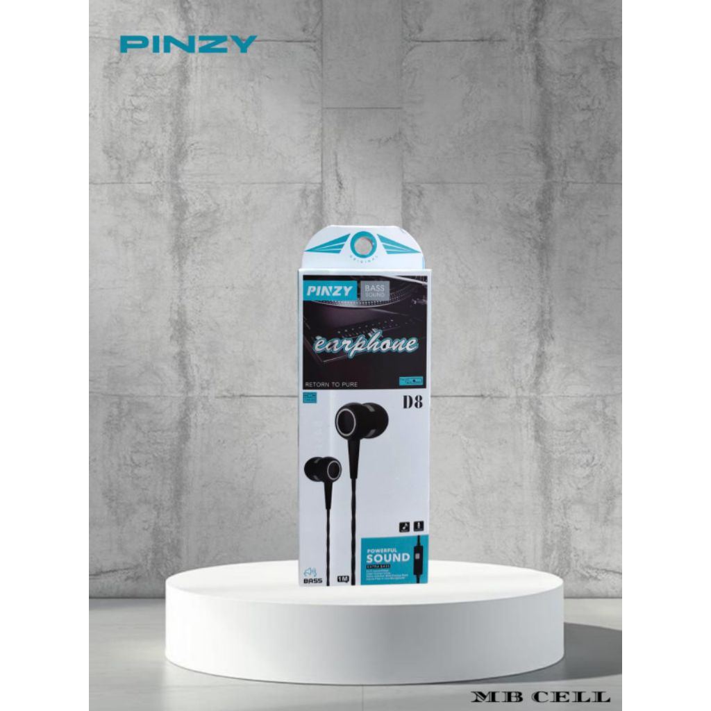 HEADSET-EARPHONE PINZY D8 FULL BASS SERIES BLACK AND WITH MICROPHONE