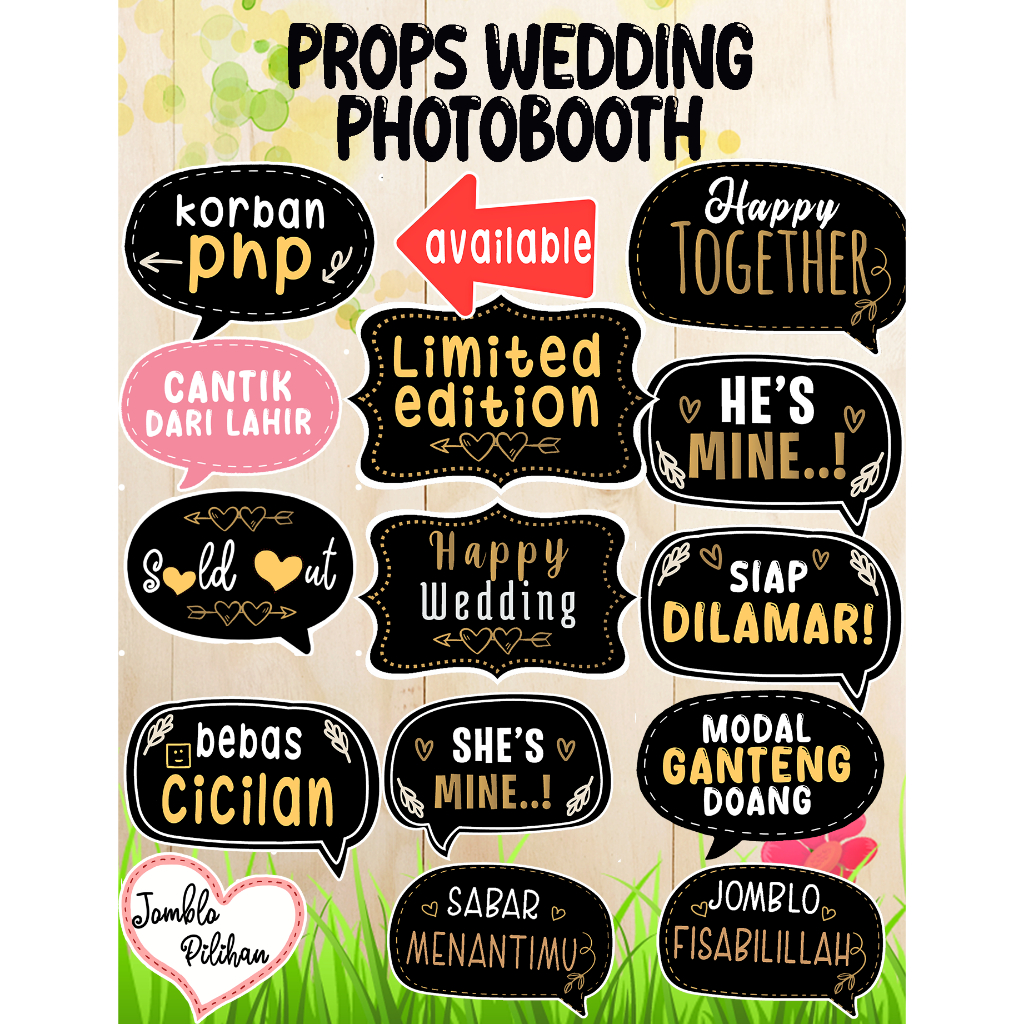 Props Photobooth Wedding Lucu / Aksesoris Properti Foto Pernikahan Unik / Papan Ucapan Foto Lamaran 