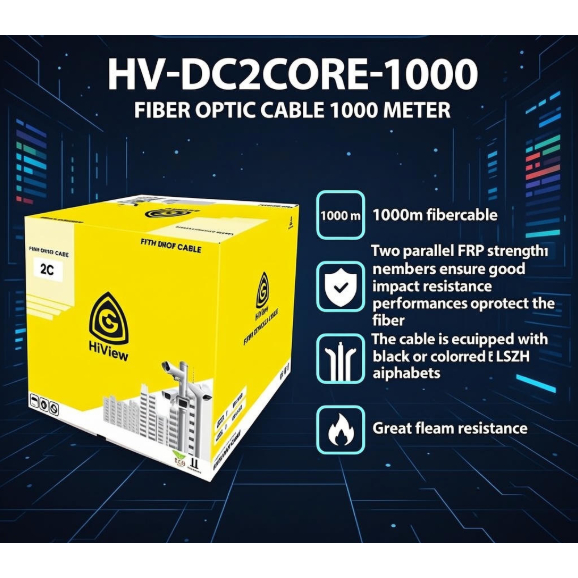 Kabel Fiber Optik / Fiber Optic Cable Hiview - HV-DC2CORE-1000 FIBER OPTIC CABLE 1000 METER