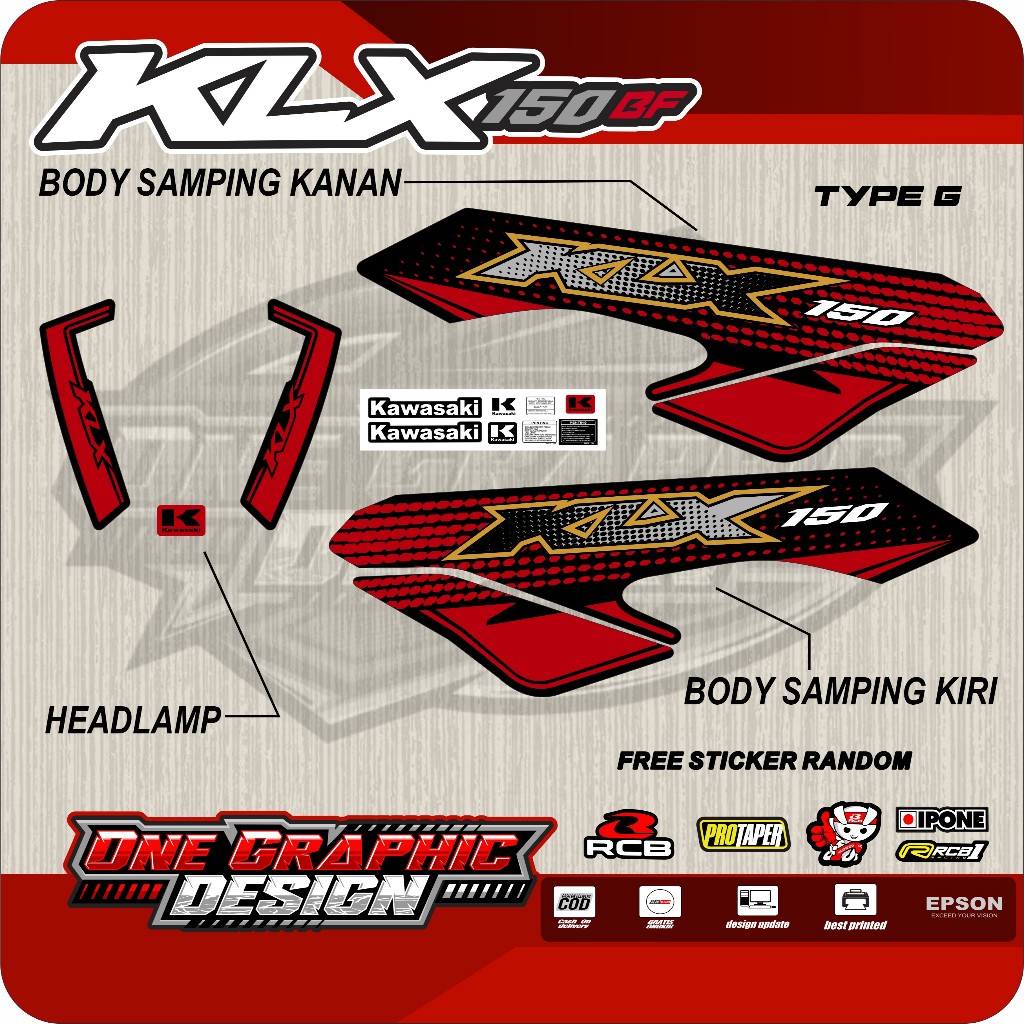 ticker Stiker Motor Striping KAWASAKI KLX G 2019/2020 dan klx Bf 2020
