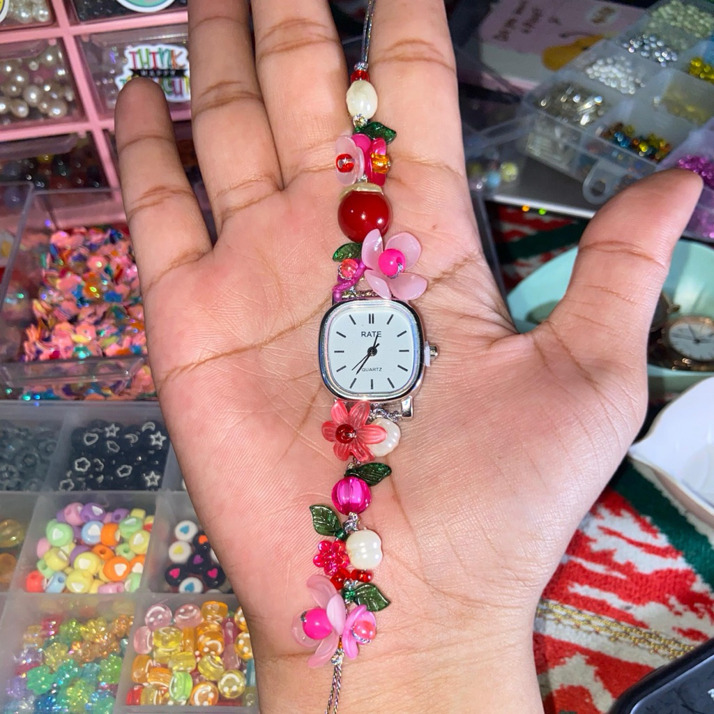 Jam tangan serut wanita jam tangan serut manik manik jam tangan beads