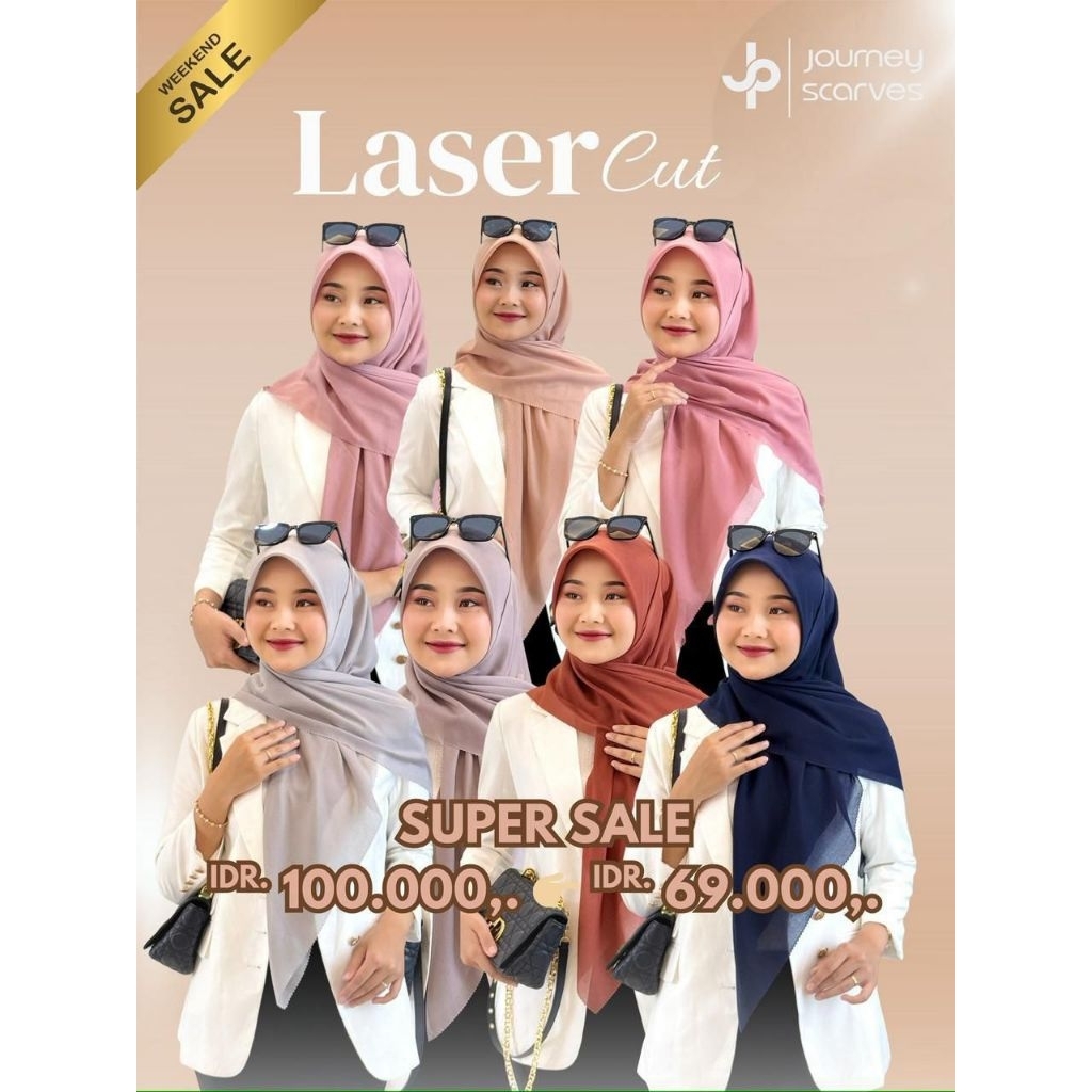 LASERCUT hijab polos by Journey Scarves hijab Sale segi empat