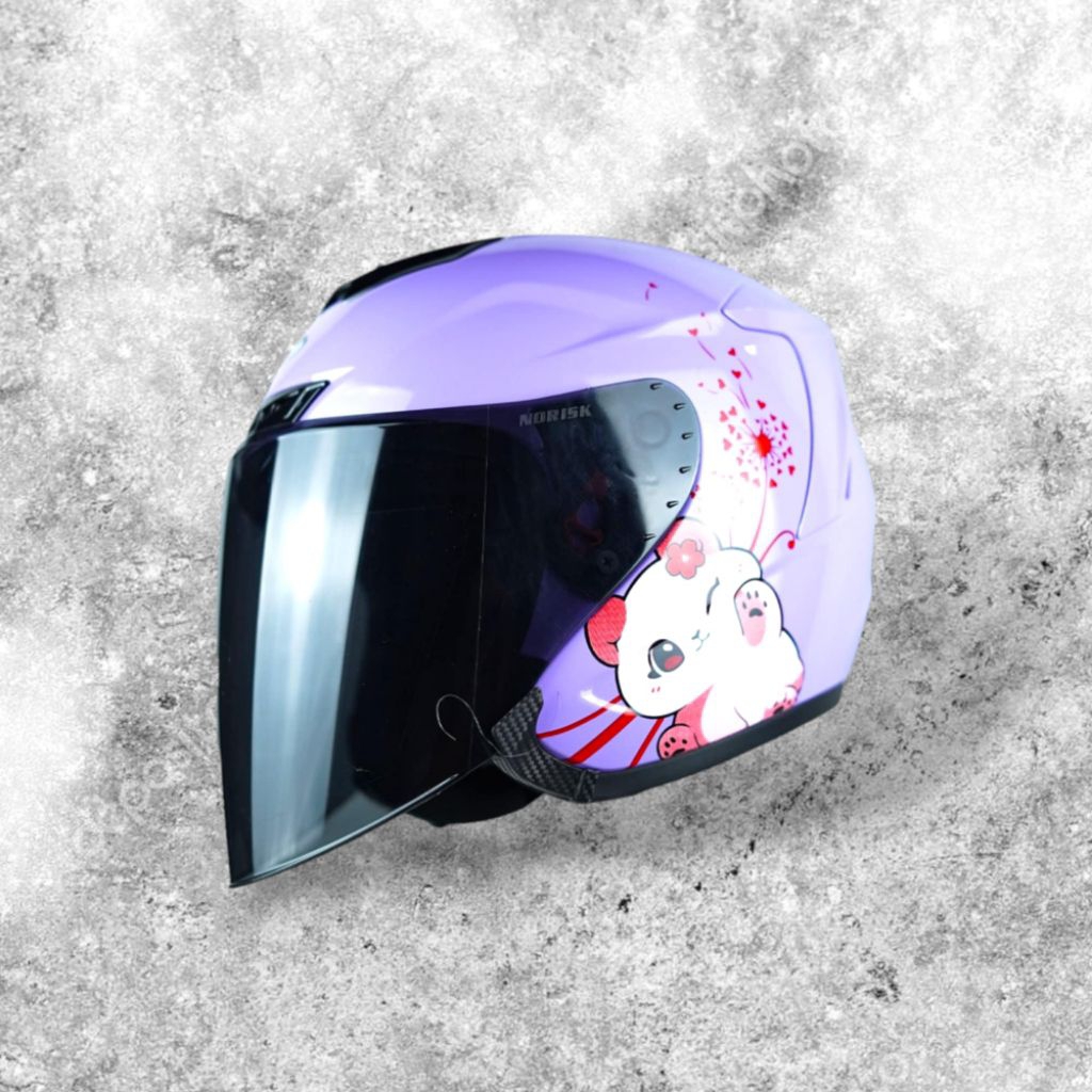 Helm Half Face TRD Voxy Motif Kucing Lucu SNI - Helm Retro Dewasa/Remaja Wanita Cat Kucing Aesthetic