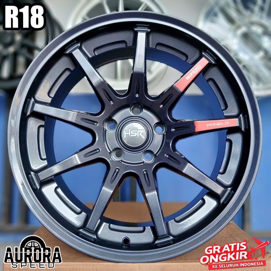 Velg mobil ring 18 lebar 9 Rush Terios CRV Captiva Outlander Sportage pelek HSR PONELO R18 Grey