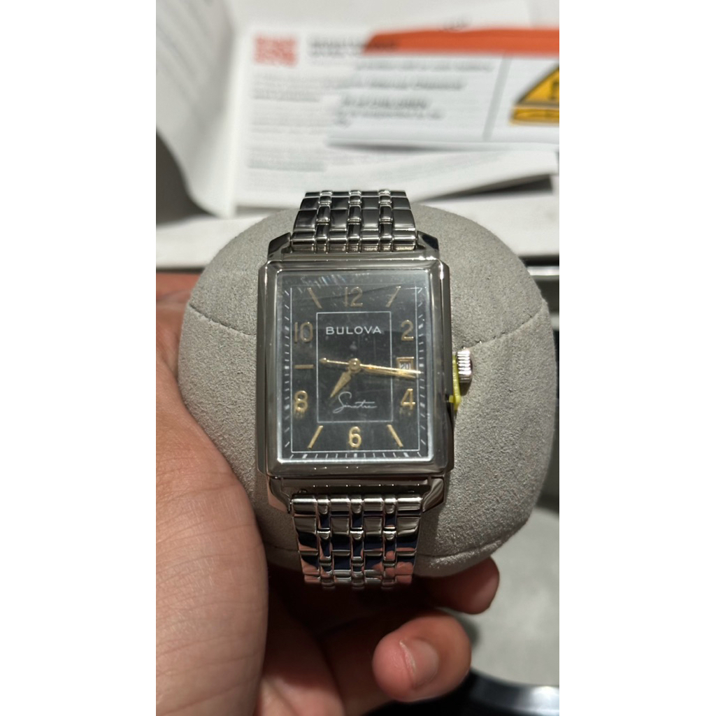 Bulova Men's Frank Sinatra Quartz Silver Date Stainless Steel Watch 30MM 96B399