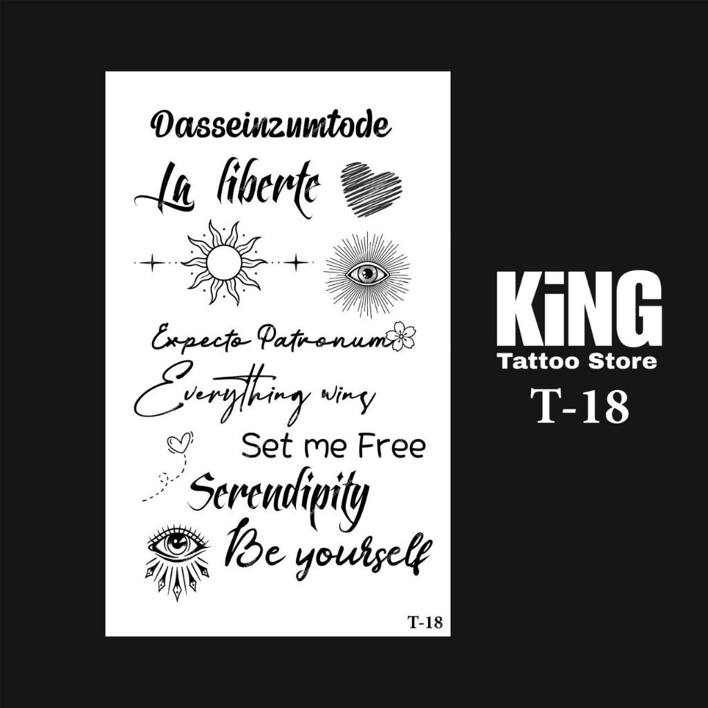 KINGTATO - Sticker tattoo temporary semi permanen anti air motif Tulisan 18