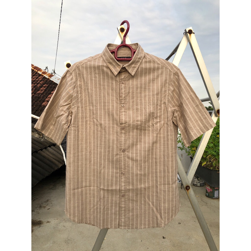 Kemeja Original Cole Drill Brown Stripe Kemeja Vintage Cole Lengan Pendek 122721663