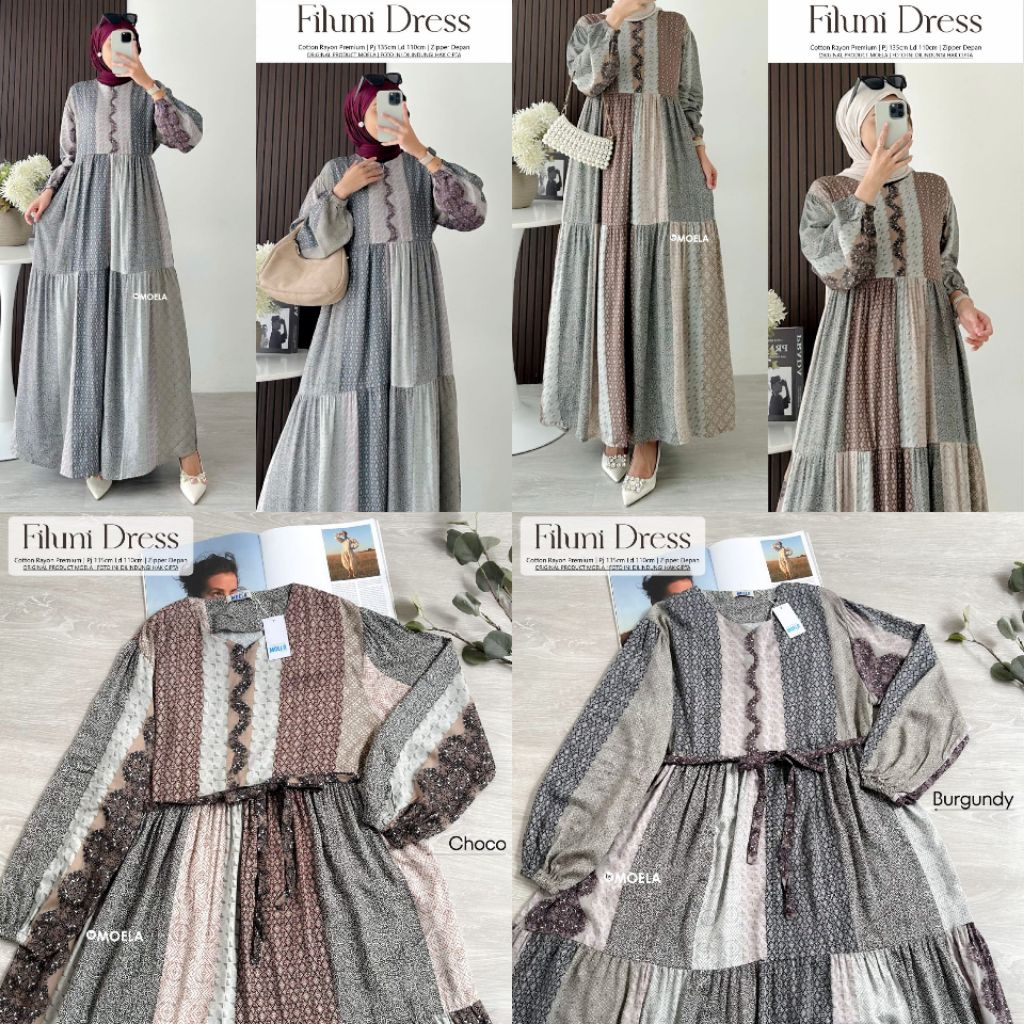 Filuni Dress Gamis Jumbo Allsize Busui Premium Catton Rayon Original Ori Moela Berlabel