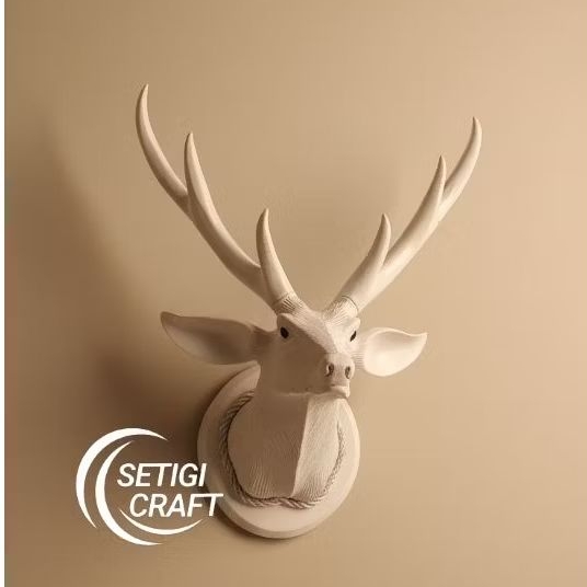 MURAH PREMIUM Hiasan Dinding Patung Kepala Rusa Super Size S Tanduk Panjang 3 Cabang