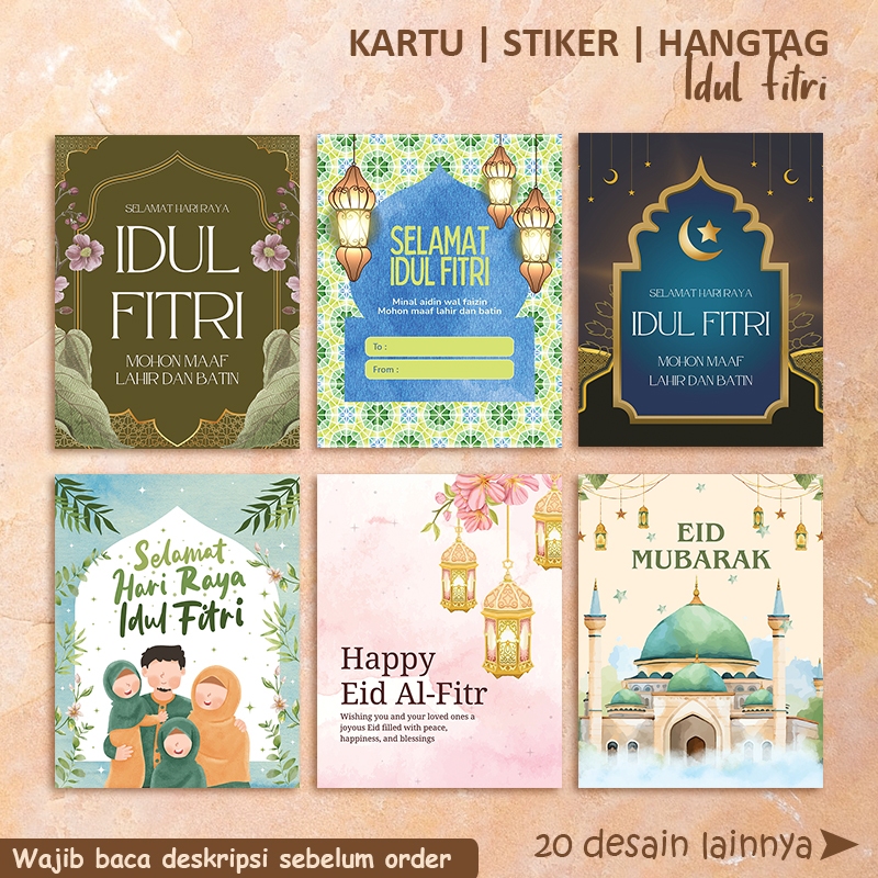 KARTU/STIKER/HANGTAG UCAPAN LEBARAN AESTHETIC FLORAL IDUL FITRI GREETING CARD L