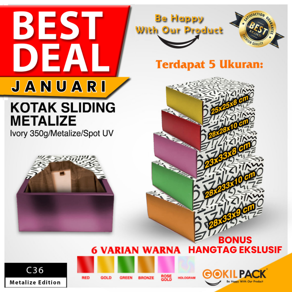 Slide Box Packaging - Kotak Kado Sliding Box Premium - C36