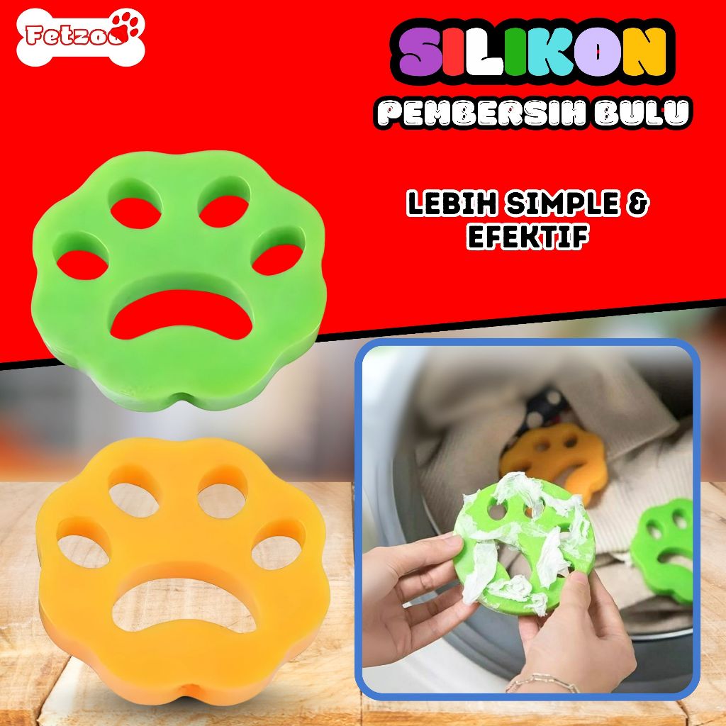 Sikat Pembersih Bulu Anjing / Kucing Multifungsi Bahan Silikon Reusable Untuk Mesin Cuci FETZOO