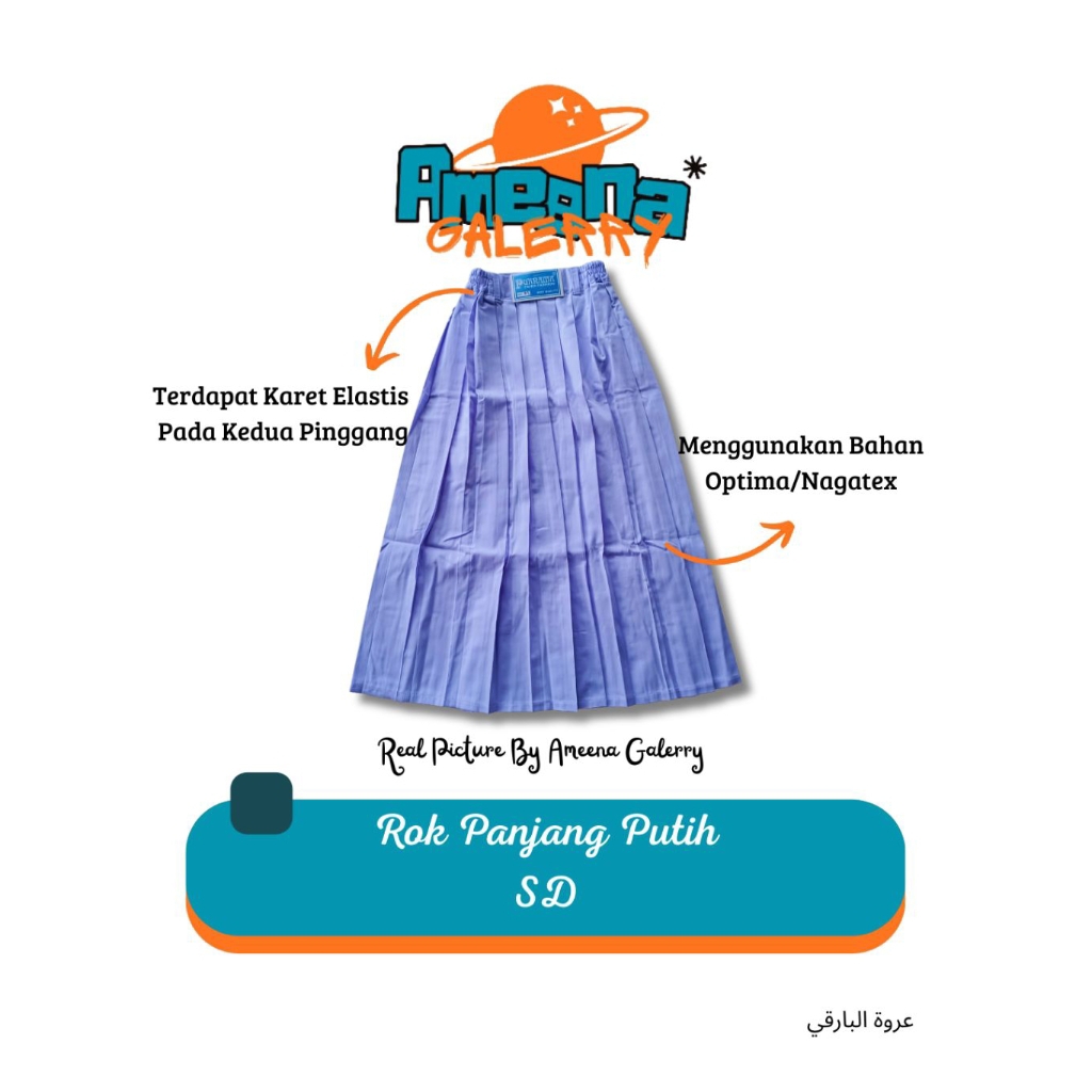 Rok Panjang Sekolah SD Seragam Sekolah SD Rok Panjang Rempel Lipit Putih