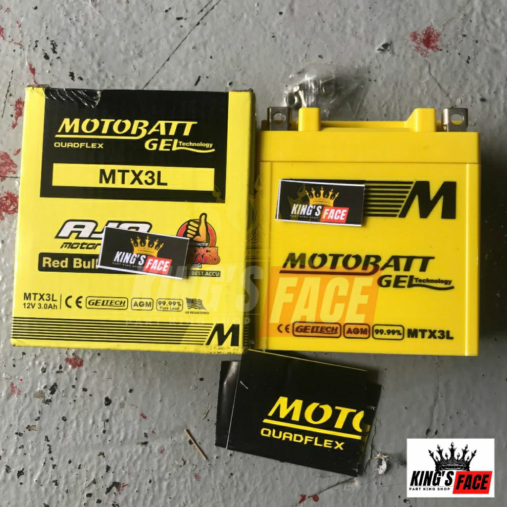 Kingsface ACCU AKI MOTOBATT MTX3L UNTUK RX KING RXK RXS SATRIA HIU ORIGINAL MOTTOBAT