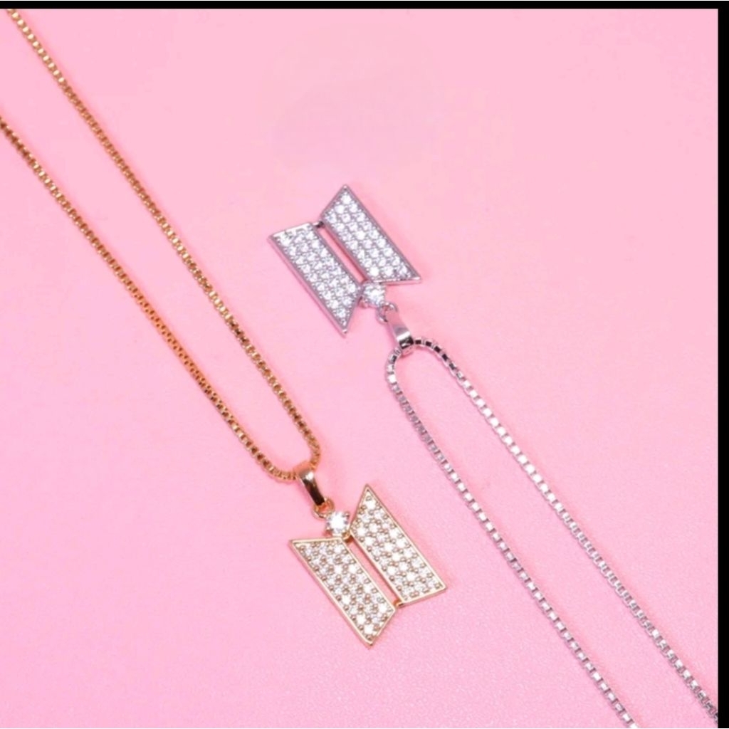 { READY STOK} KALUNG LIONTIN BTS SET LAPIS EMAS 18KARAT GRATIS CINCIN BTS seharga 57Rb