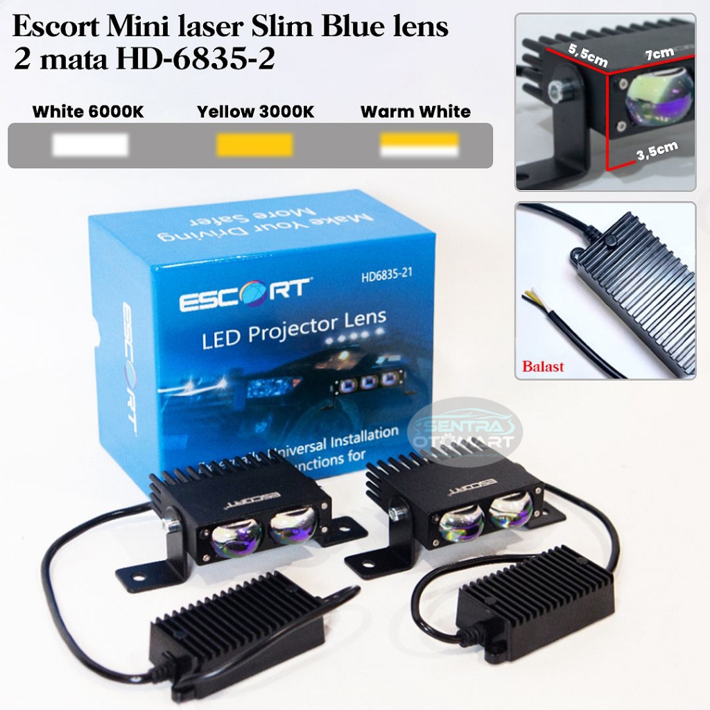 SQL Lampu Projie 2 Mata SLIM BLUE LENS / Lampu Sorot 2 Lens TIPIS / LED Lampu Tembak Dual Mini Proji