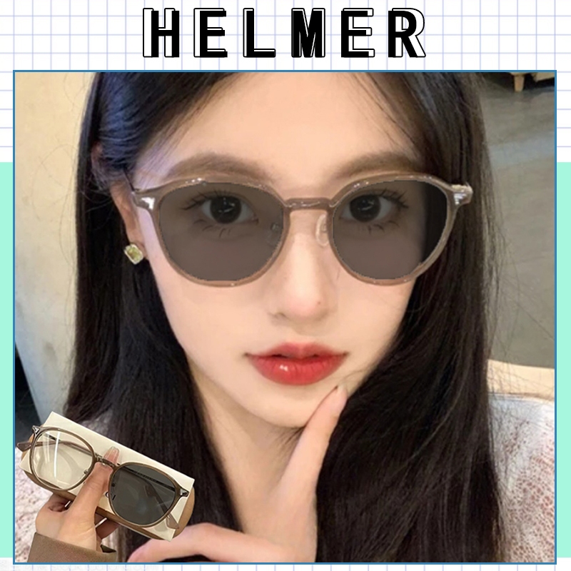 Kacamata Photochromic Fashion Wanita Kacamata Anti Radiasi Frame Logam Bingkai Bulat Kecil Pria