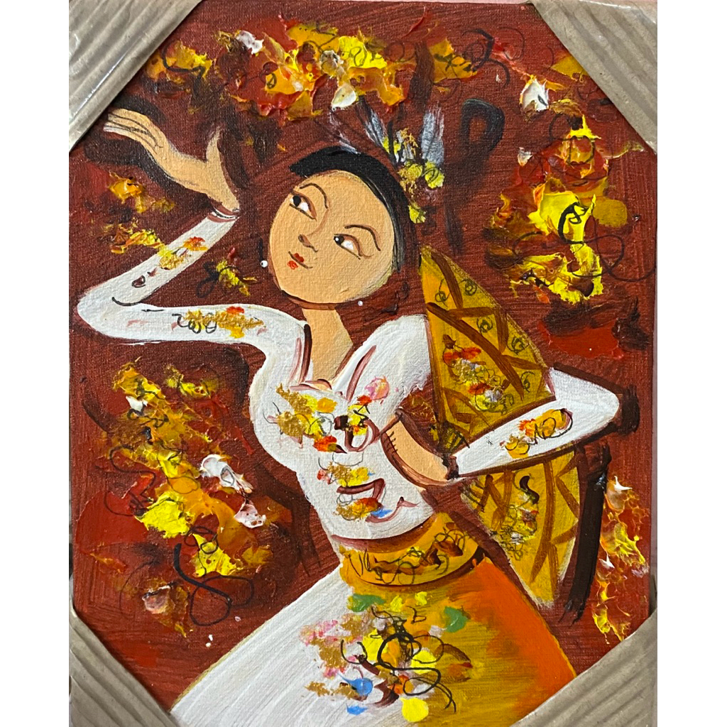 Lukisan Legong Bali, Ukuran : 10 r, Lukisan Asli, Lukisan buatan tangan