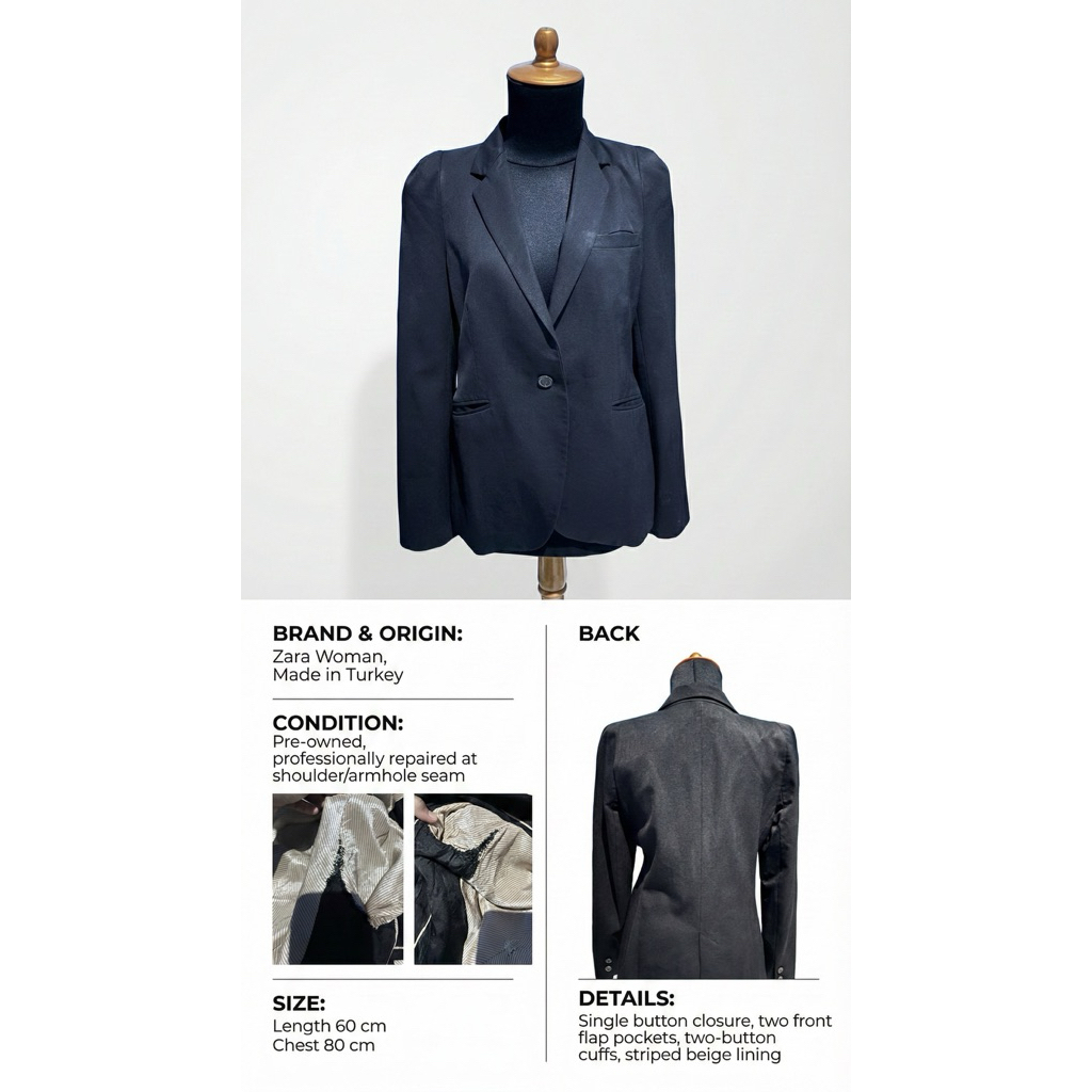 ZARA WOMAN Black Blazer – Preloved