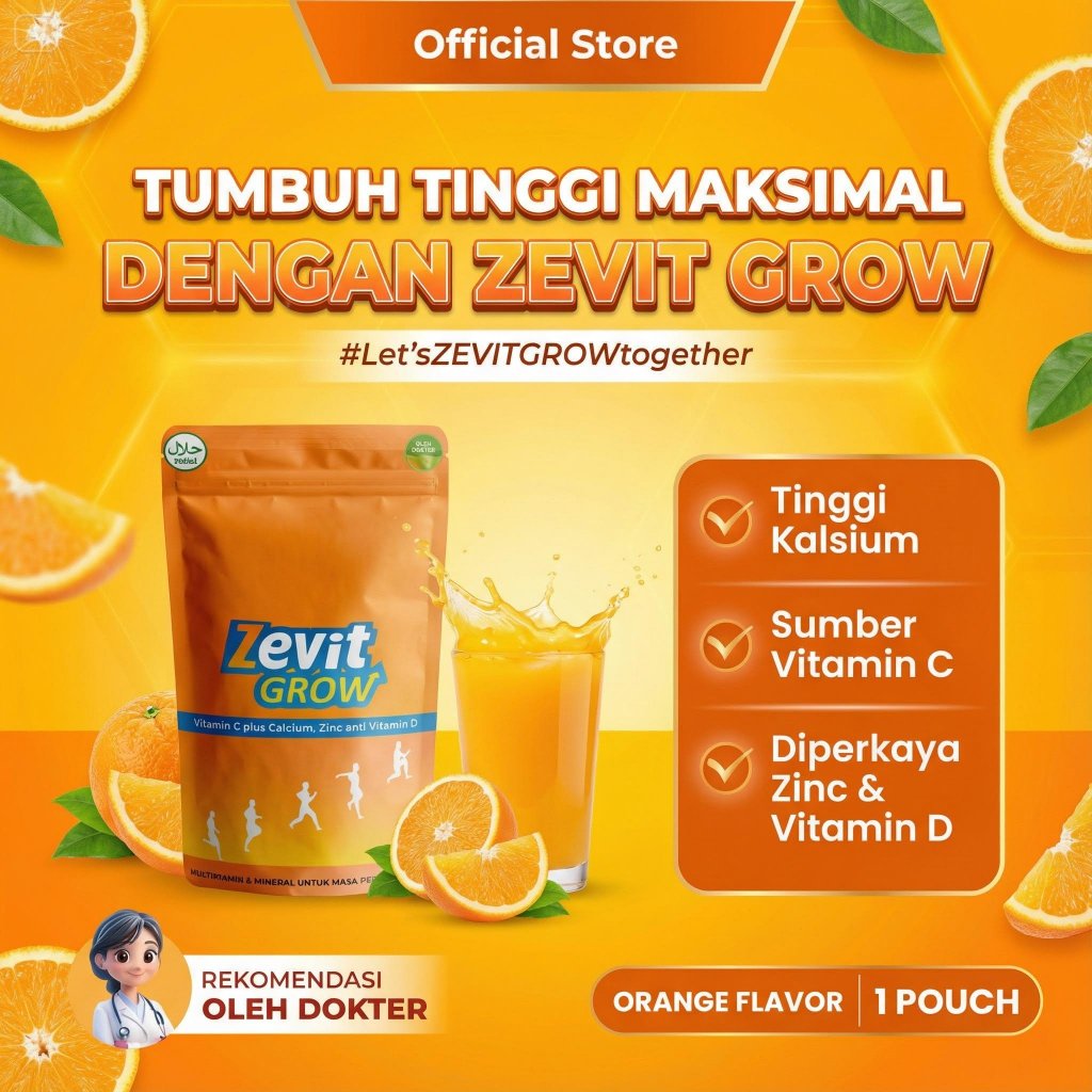 Zevit Grow Susu Peninggi Badan Terbaik Susu Tinggi Kalsium Untuk Pertumbuhan Remaja dan Dewasa
